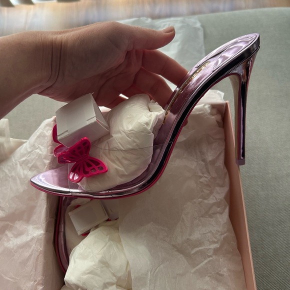 New in Box Sophia Webster Vanessa Metallic Pink Butterfly Mule Heels. Sz40.5 - Picture 5 of 11